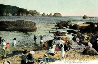 1912 Guernsey Moulin Huet Bay Channel Islands Uk Hand Colored Postcard