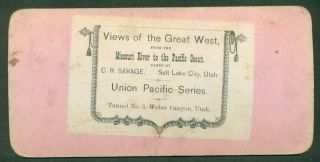 ca.  1880 UNION PACIFIC RR TUNNEL 3 WEBER CANYON UTAH by C.  R.  SAVAGE Salt Lake 3