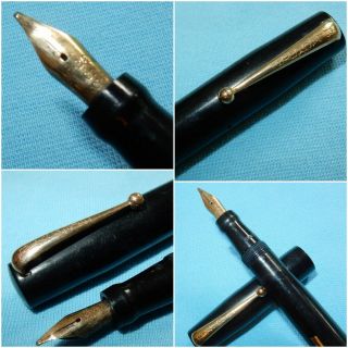 Vintage Mabie Todd Blackbird Fountain Pen Black 14k Gold Medium Nib