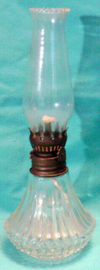 Vintage Lamplight Farms Boudoir Oil Lamp Diamond Point & Ribbed Flare Design