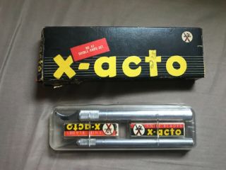 Vintage X - Acto Knife Set No.  62 Double Knife Set (11 Blades 2 Holders)