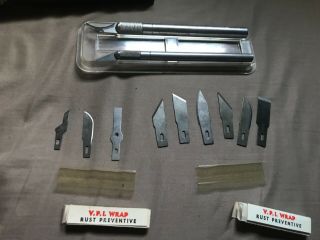 VINTAGE X - ACTO KNIFE SET NO.  62 DOUBLE KNIFE SET (11 BLADES 2 HOLDERS) 3