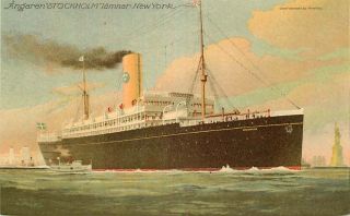 Postcard Ocean Liner Steamship Angaren " Stockholm " - Svenska Amerika Linien