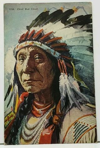 Chief " Red Cloud " Native American Indian Postcard I4