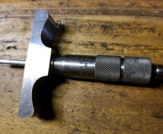 VINTAGE Micrometer DEPTH GAUGE • Brown & Sharpe Machinist Precision Tools ☆USA 2