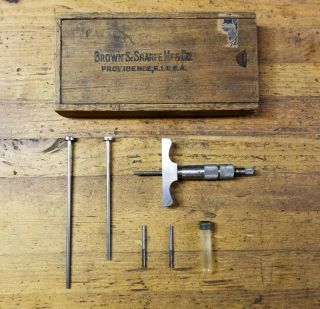 VINTAGE Micrometer DEPTH GAUGE • Brown & Sharpe Machinist Precision Tools ☆USA 3
