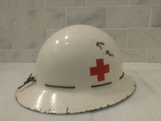Vintage Red Cross Helmet Adjustable Hard Helmet Red Cross Vintage Military Small
