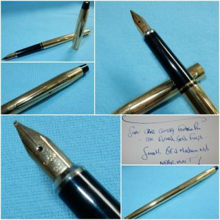 Cross Century Fountain Pen 10k Rolled Gold Med Bbj Nib - Near - Pen