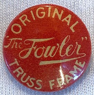 Advertising Bicycle The Fowler Truss Frame Celluloid Stud Button