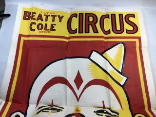 Vintage BEATTY COLE BROS CIRCUS POSTER x2 LARGE 28x42 Bright Colored 3