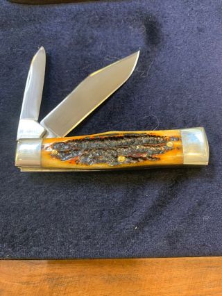 Vintage Queen Cutlery Some kind of wood Handles gunstock Pocket Knife 40 ph D2 6