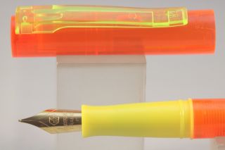 Vintage Waterman Jif Transparent Orange Fine Fountain Pen With Yellow Trim,  Nos