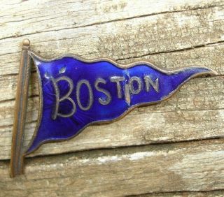 Old Antique Blue Enamel Boston College Flag Pennant Sports Pin Football Baseball