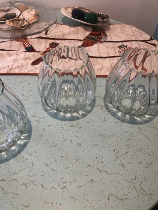 Set Of 3 Vintage Light Lamp Clear Glass Shades 1 5/8 " Fitter