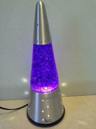 Vintage Cool Purple Lava Lite Glitter Motion Lamp Moon And Stars Base Wizard Cap