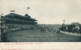 1904 Derby Day Horse Race,  Washington Park,  Chicago,  Il Ub Postcard