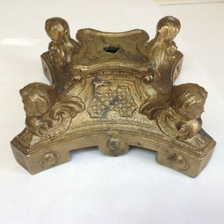 Vintage Solid Cast Brass Ornate Table Lamp Base Winged Eomen