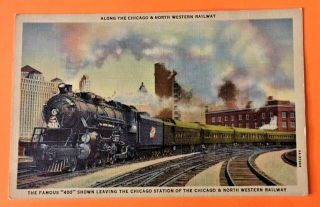 Vintage Famous 400 Train Along Chicago And North Western Railway Postcard