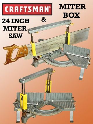 Craftsman Vintage Steel Miter Box With 0riginal 24 Inch Miter Saw & Sharp