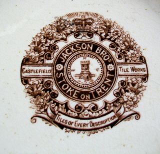 JACKSON BROTHERS STOKE QUEEN VICTORIA JUBILEE CIRCULAR TILE TEAPOT STAND C.  1887 5