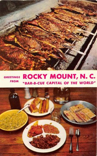 Rocky Mount North Carolina 1950 - 60s Postcard Buck Overtons Barbeque