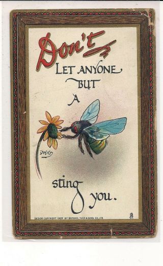 Bee Sting And Flower Artist Signed Dwig Card.
