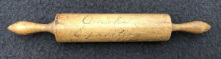 Antique 1898 Omaha Exposition Miniature Childs Wooden Treenware Rolling Pin