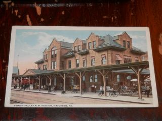 Hazleton Pa - Old Postcard - Lehigh Valley R.  R.  Station