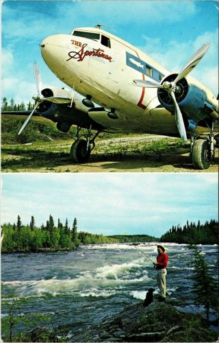 Postcard The Sportsman Adventure Pilot Advertising Fishing Plane Vintage View A2