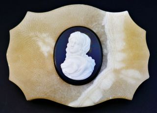 C1880,  Antique 19thc Grand Tour Alabaster Carved Onyx Agate Cameo Paperweight