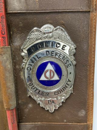 Police Civil Defense Butler County Pa Pennsylvania Badge