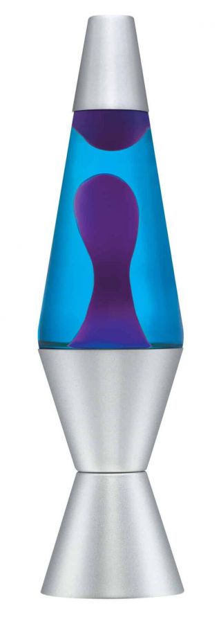 Lava Lite 2118 Classic Silver Based Lamp With Purple Wax In Blue Liquid 14.  5.