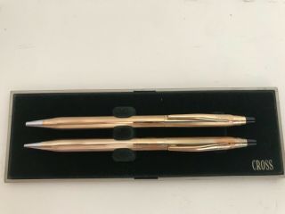 Vintage Cross Pen And Pencil Set,  Box 10 Kt Filled