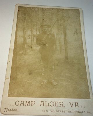 Rare Antique Southern Spanish American War Soldier Camp Alger Va Cabinet Photo