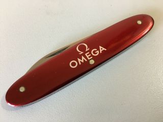 Omega Victorinox Swiss Army Knife/watch Case Opener - Vintage,  Deep Red Color
