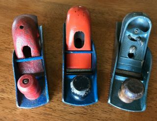 Three Vintage Bench Wood Metal Planes - Usa 6.  5 " Long Approx