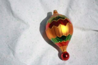 Vintage Radko Blown Glass Christmas Ornament,  Large,  Tear Drop,  Hot Air Balloon