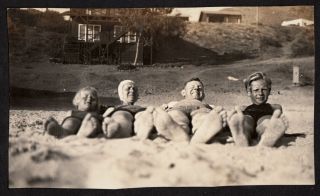 Giant Feet Soles Wacky Beach Family Funny Selfie 1928 Vintage Photo