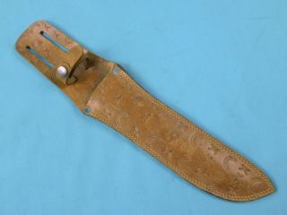 Vintage Custom Handmade Tooled Brown Leather Sheath Scabbard For Fighting Knife
