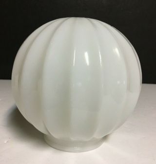 Vtg Art Deco White Milk Glass Ribbed Ceiling Light Globe Shade 3 1/4 " Fitter 36