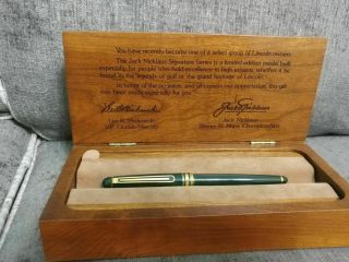 Colibri Green Fountain Pen Jack Nicklaus Signature Series For Lincol,  Wood Box