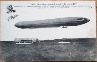 Zeppelin/airship/dirigible 1910 French Aviation Postcard: German Zeppelin Iv