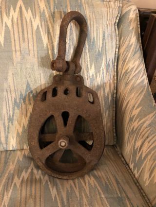Vintage F E Myers & Bro.  Co.  Ashland,  Oh H - 411 Cast Iron Pulley Block & Tackle