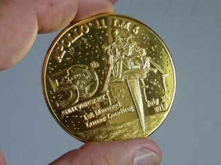 Nasa Apollo 11 14kt Gold Plated 3 " Limited Edition Grumman Lunar Lander Coin