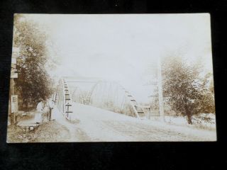 St.  Joseph River Bridge Bristol,  Indiana Real Photo Postcard Rppc 5045