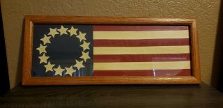 13 Star United States Of America Flag 13 Colonies Wood Framed Betsy Ross 22 " X9 "
