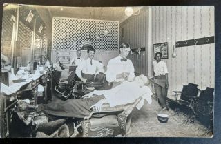 Great Antique Men In Barber Shop On Chairs Photograph