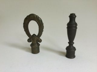 Two Vintage Lamp Finials Bronze Color,  Approx.  2 1/2” Tall Each.  One With Loop.