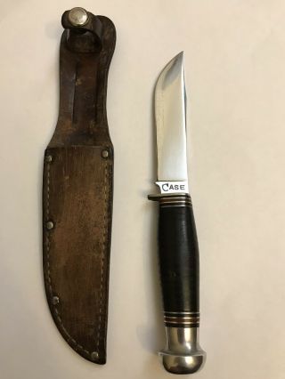 Vintage Case Hunting Knife With Sheath - 4 Inch Blade - Leather Ring Handle