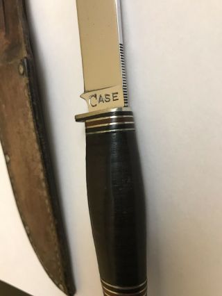 VINTAGE CASE HUNTING KNIFE WITH SHEATH - 4 inch blade - Leather ring handle 2